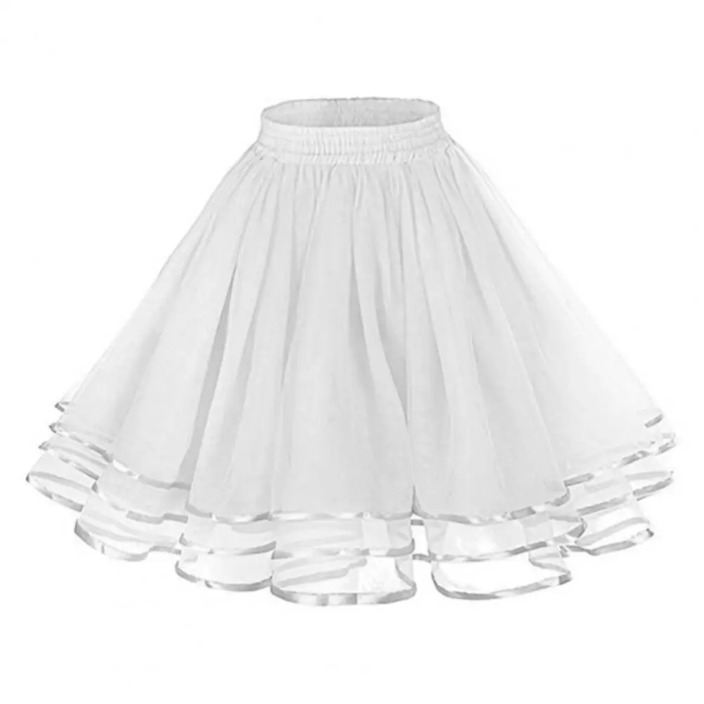 

A-Line Women Mesh Tulle Skirt with Elastic Waistband Three-Layered Princess Skirt Cosplay Weddings Parties Knee-Length Skirt