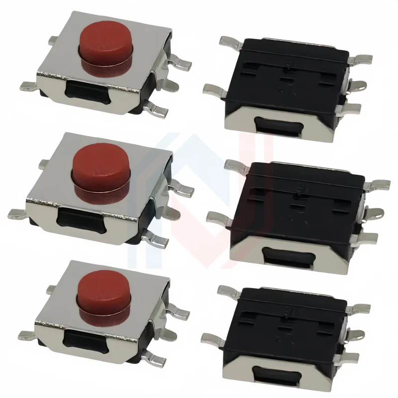 

50pcs/Lot Size 6*6mm Touch Switch 5-Pin Patch Red Head Button 6*6*2.5/2.7/3.1/3.4/3. 7MM PCB Panel Keypad Switch