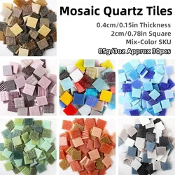 [Clearance Sale]85g/3oz approx.30pcs Mosaic Quartz Tiles 2cm/0.78in Square Tile 0.4cm/0.15in Thickness DIY Mosaic Material