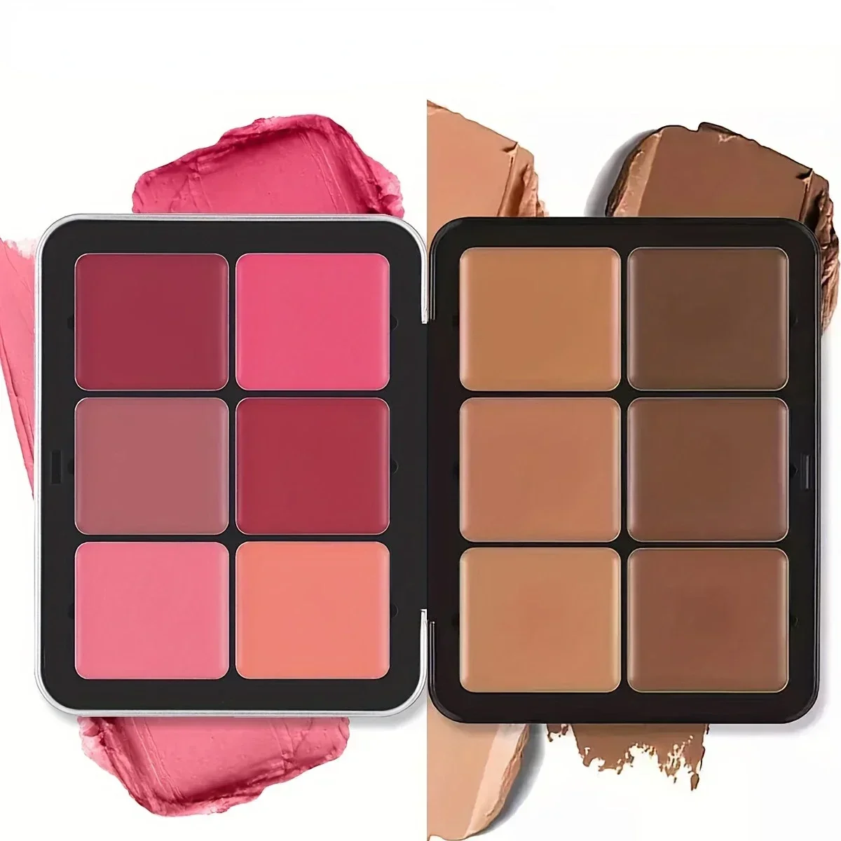 Heallor 12-color Blush Palette Matte Blush Palette Creamy Iron Box Concealer Blush Cream Matte Highlight Contour Makeup Palette