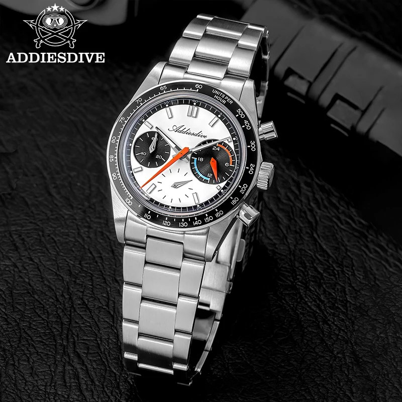 ADDIESDIVE Watch New Men Quartz Wristwatch Luxury VK63 Chronograph BGW9 Luminous Diving 100m Waterproof 316L Stainless Steel