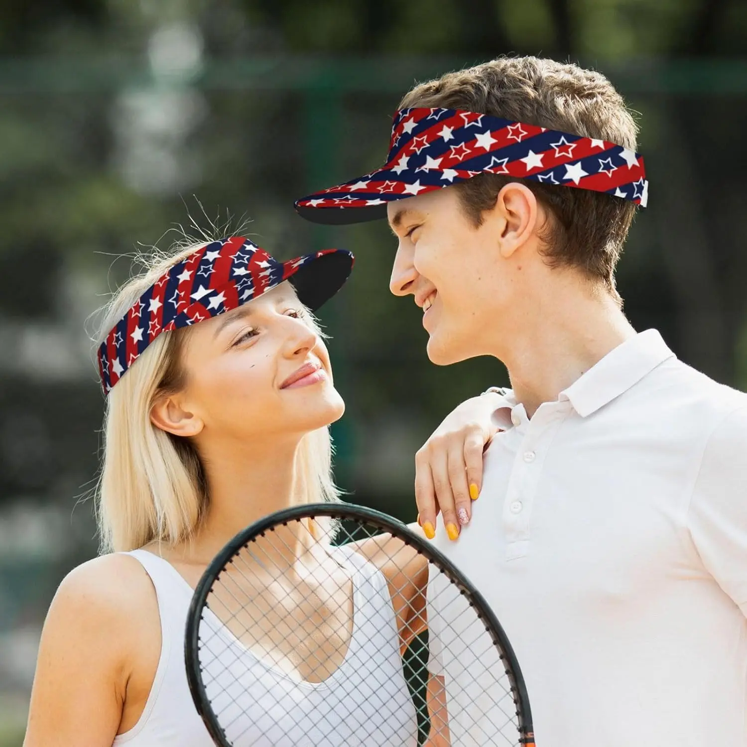 Topi Pelindung Matahari Bendera Amerika Topi Pantai Pelindung Matahari Musim Panas Topi Pelindung Bendera AS Dapat Disesuaikan untuk Wanita Pria