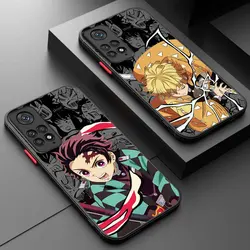 Japan comics Demon Slayer Black Phone Case For Samsung S24 S23 S22 S21 S20 S10 FE Note20 Plus Ultra 5G Matte Transparent Cover