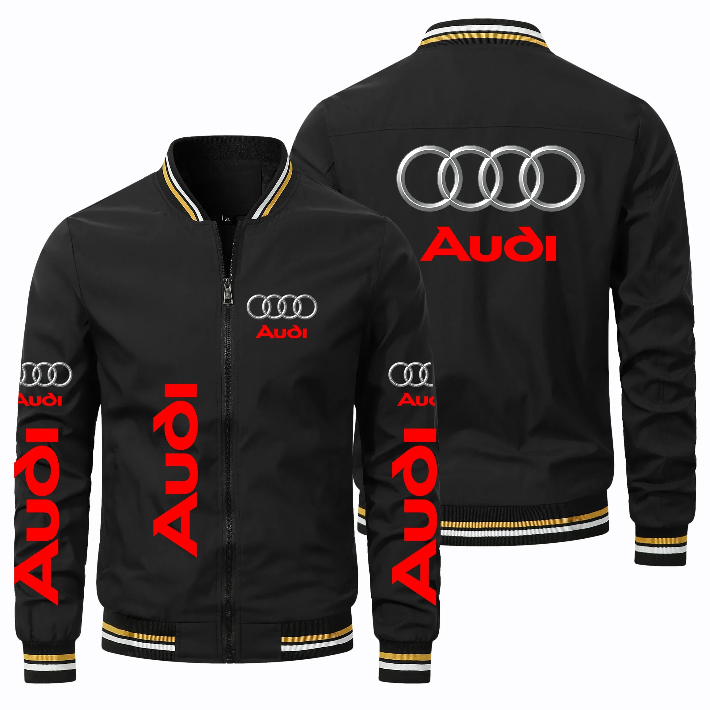 Motorcycle Jacket Audi Car Logo Printed Biker Jacket Fashion Racing Team Uniform Oversized Audi Clothing Bomber Jacket Man S-5XL