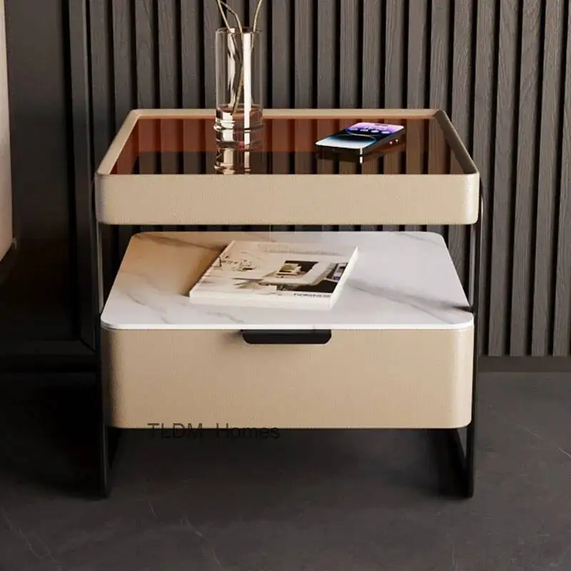 Table de chevet ronde moderne de luxe, table d'appoint nordique pour chambre à coucher, meubles de salon