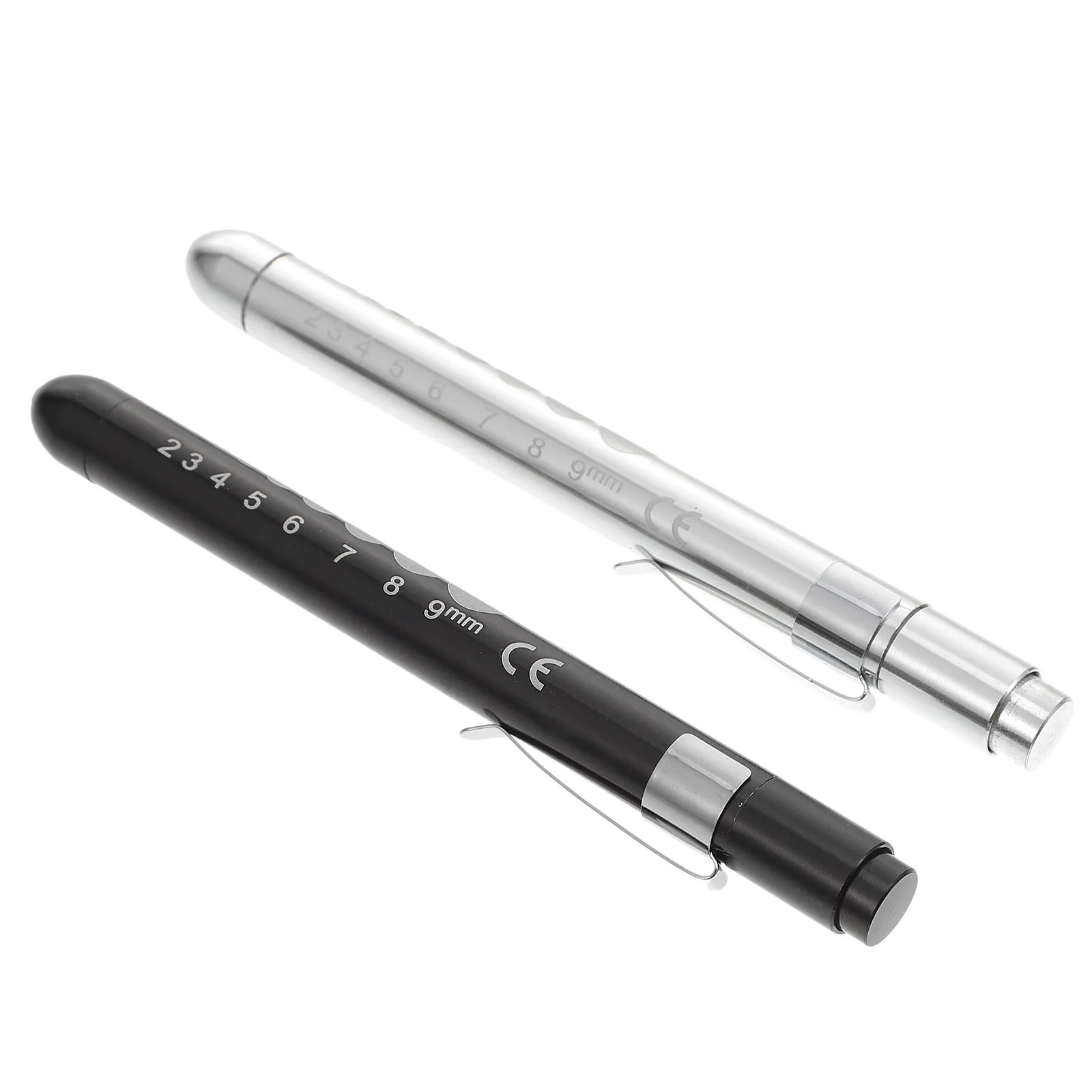 2Pcs Battery Powered Flashlight Pen For Nurse LED Inspection Lamp Aluminum Body Compact Design Pupil