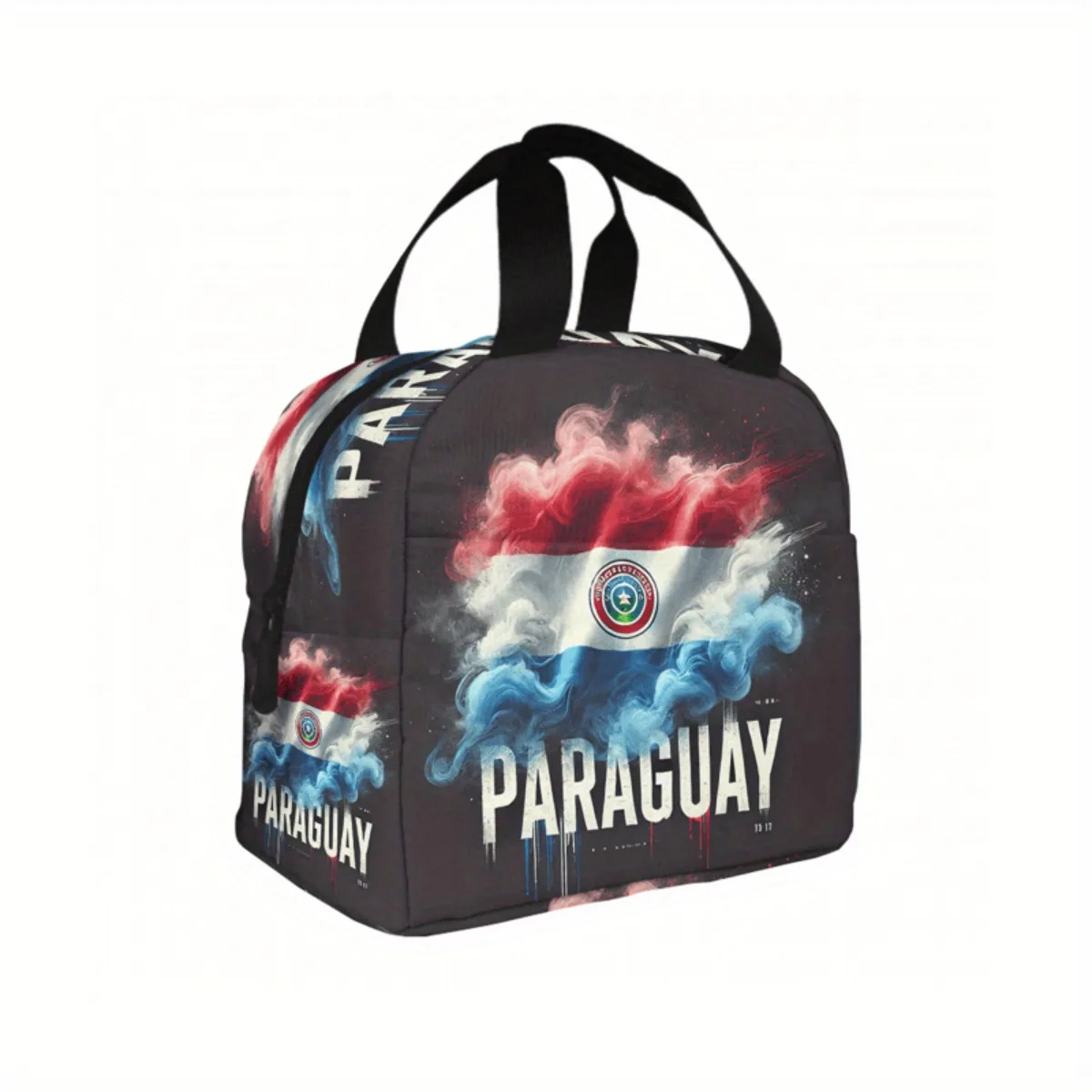 

1pc Patriotic Paraguay Print Insulated Lunch Bag - Durable Oxford Cloth, Hand Washable, Ideal For Work, School, Travel & Picnics