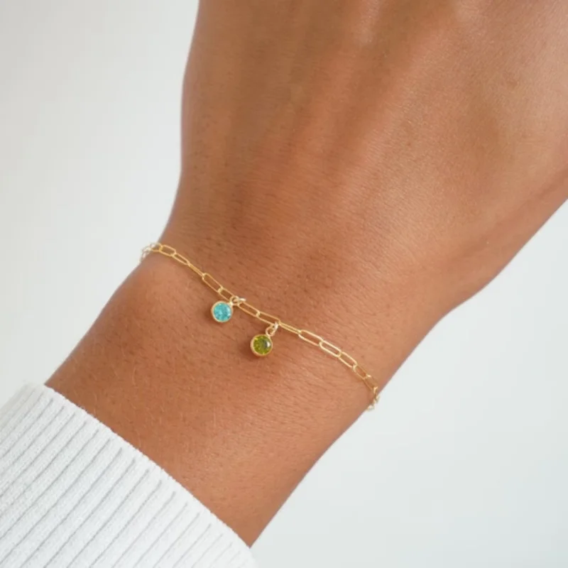 14k Gold Filled 4MM Birthstone Bracelet Personalized Birthstone Bracelet Minimalist Designer Jewelry Women Gift