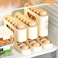 4-Layer Slide Egg Storage Box, Automatic Rolling Egg Dispenser, Large Capacity Refrigerator Side Door Organizer for Kitchen 3