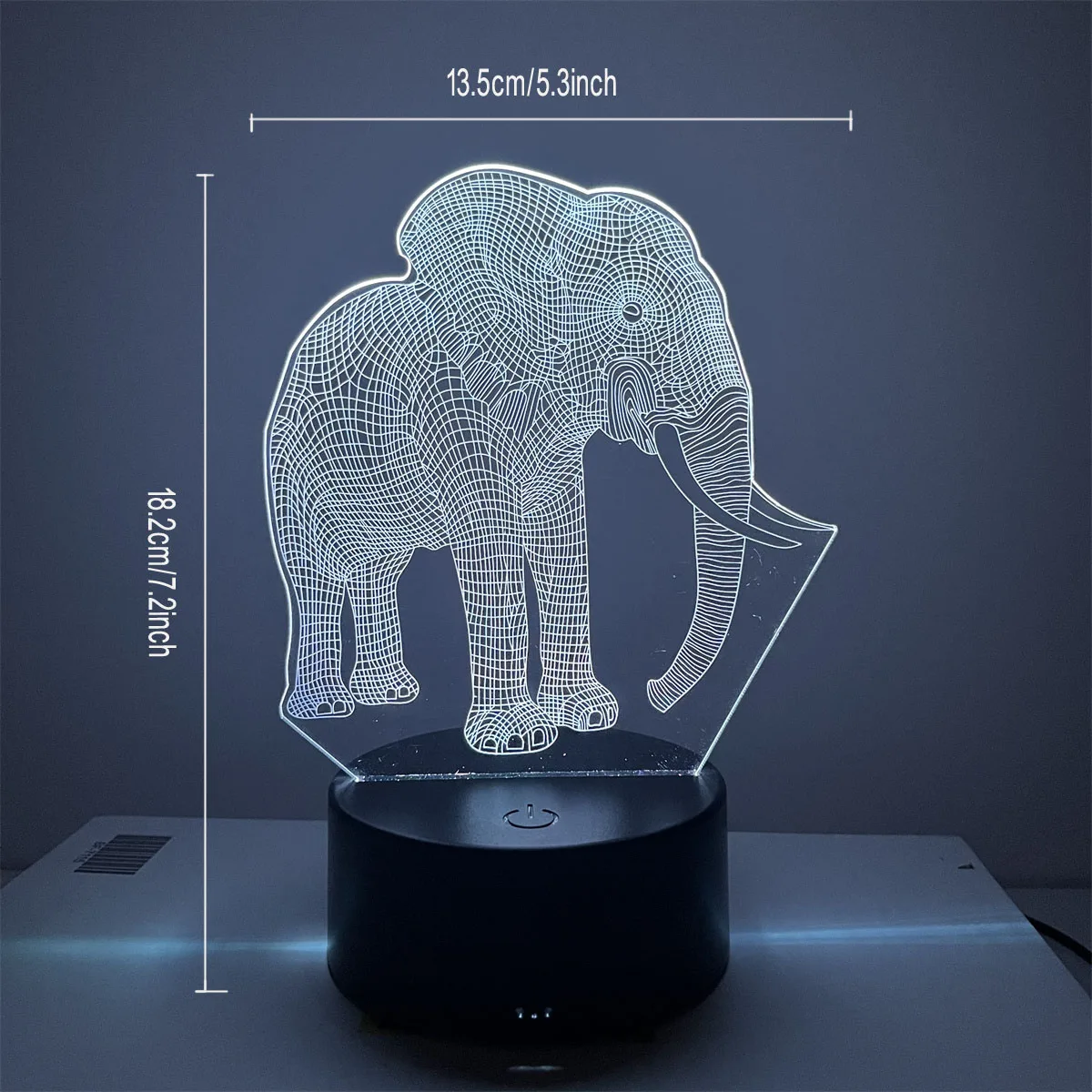 1pc  Elephant  3D Night Light, 3D Optical Illusion Lamp With Touch, 7-Color Changing Ambient Light For Bedroom