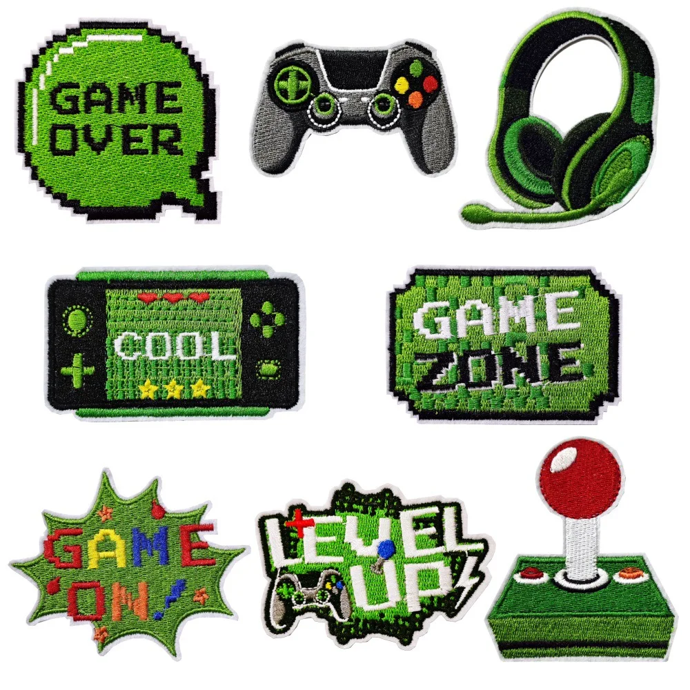 Video Game Embroidery Patches Green Sew Iron on Applique Repair Patch DIY Craft Accessories Gifts for Clothing Backpack Hat