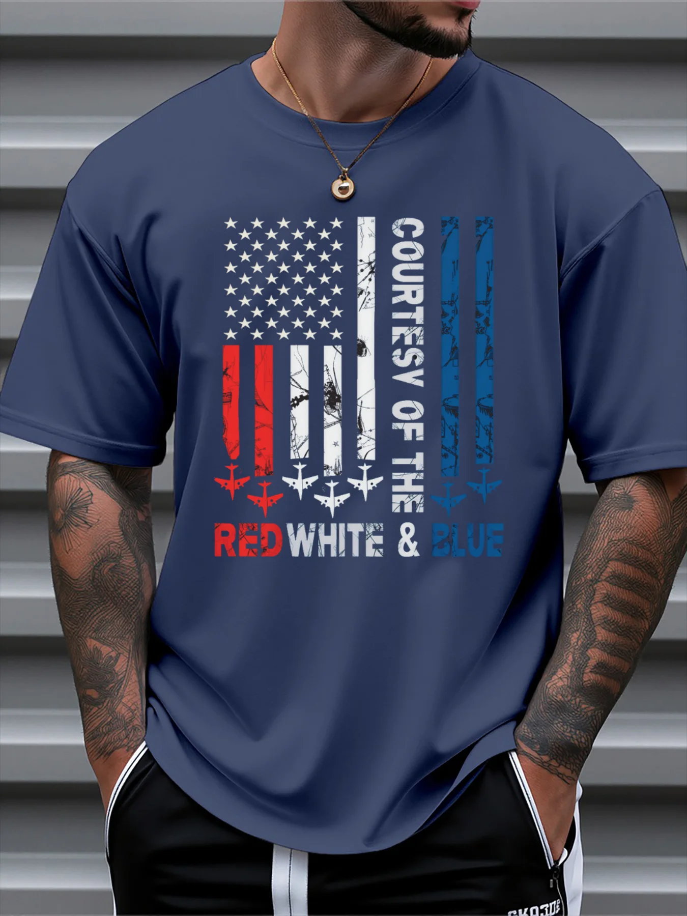 

T Shirt For Man 100% Cotton Summer USA flag Print Casual Slim Fit Round Neck Short Sleeved T-shirt Top