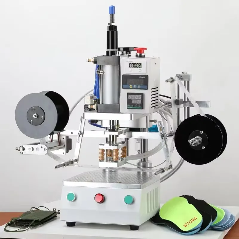 

WT-TY100 Pneumatic Hot Stamping Machine Heat Transfer Printer 500W for Masks Hat Socks PVC Card Leather Embossing