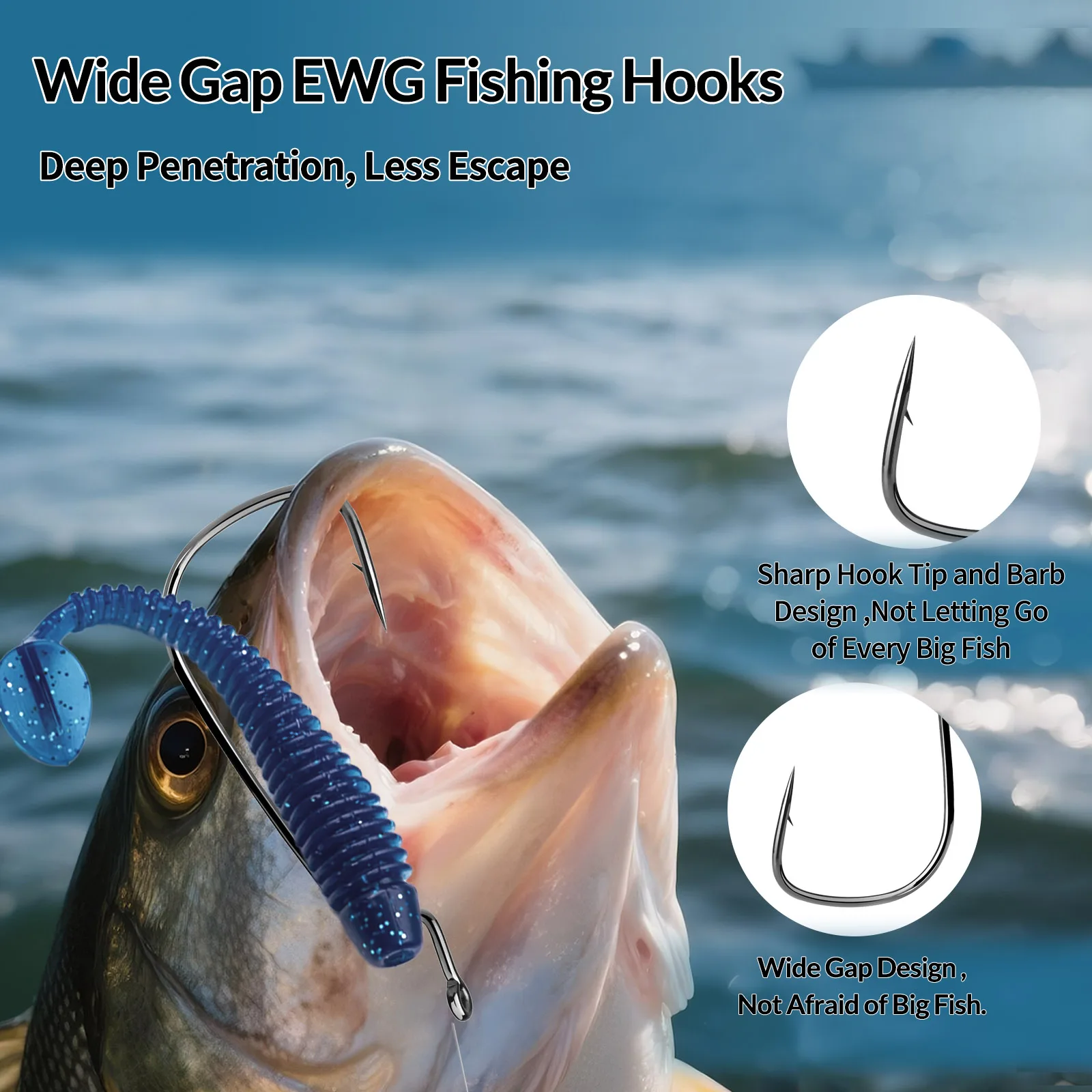 big hooks deep sea fishing Shark Rigs for Surf Fishing, 400lb Wire Leader with 5/0 Tuna Shark Merges a Wide Gap Offset Circle Hook with a stainless steel swivel Deep Sea Big Fish Catch