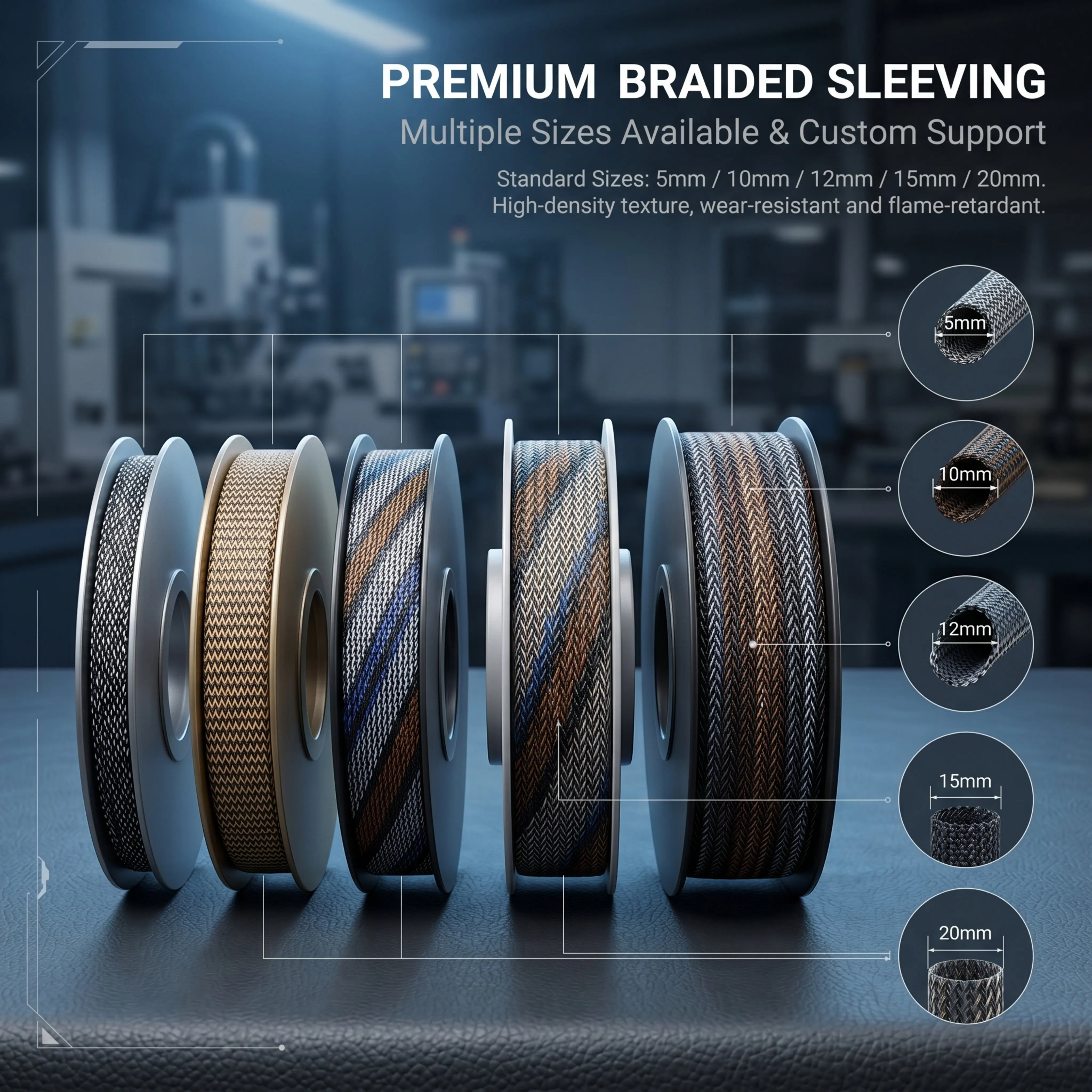 Premium Multi-color PET Nylon Anti-Vibration Braided Sleeve, Stretchable Mesh Tube, Dustproof Cable Cover for Wide Applications