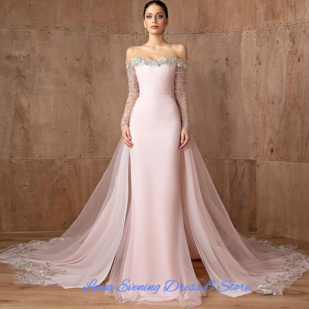 Exquisite Tulle Boat Neck Customized Evening Dress Elegant Long Sleeves Wedding Dresses Delicate Beading Appliques Bridal Gowns image 3