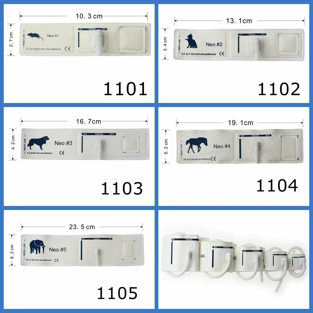 Disposable Blood Pressure Cuff Nibp Cuff Animal Cuff Patient Monitor Animal Single Tube for Elephants Horses Dogs Cats Mice