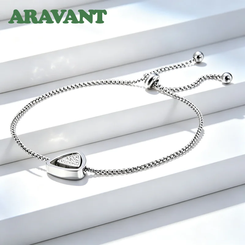 ARAVANT 925 Silver 18K Gold Geometric Triangle Adjustable Bracelet Chains For Women Fashion Jewelry