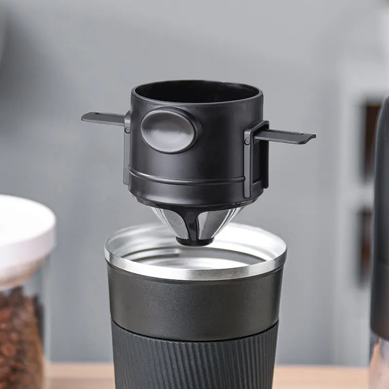 Portable Coffee Filter Cup Foldable Reusable Dripper with Dual Layer Mesh for Pour Over Brew No Filter Paper Travel Espresso