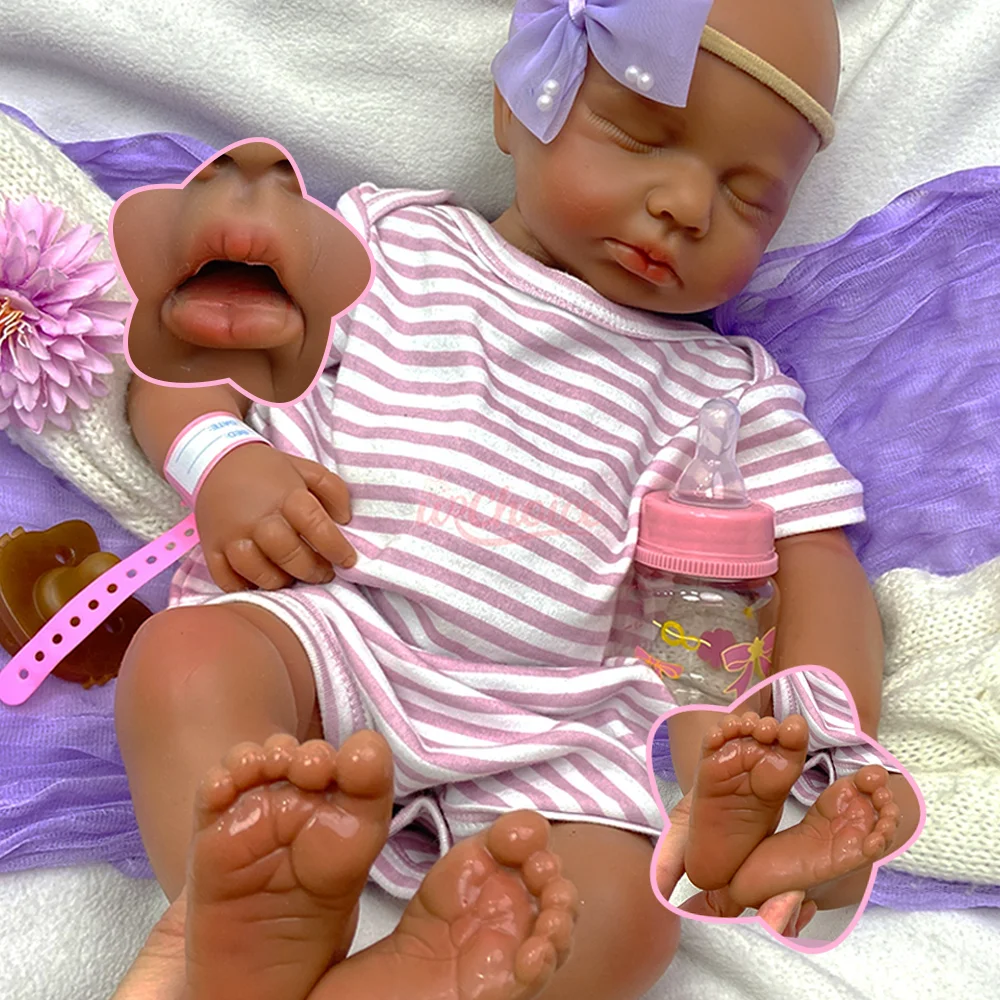 20 inch realistische reborn babypoppen, handgemaakte siliconen pasgeboren meisjespoppen, 3D geschilderde huidtextuur, reborn pop festival cadeau voor meisjes