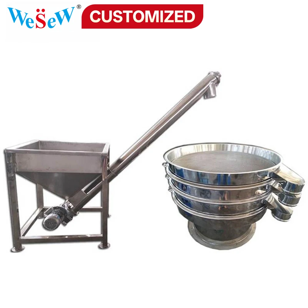 custom Adjustable Inclined Angle Stainless Steel Auger Screw Conveyor Food Grade Micro Powder Transport Screw Conveying Machine