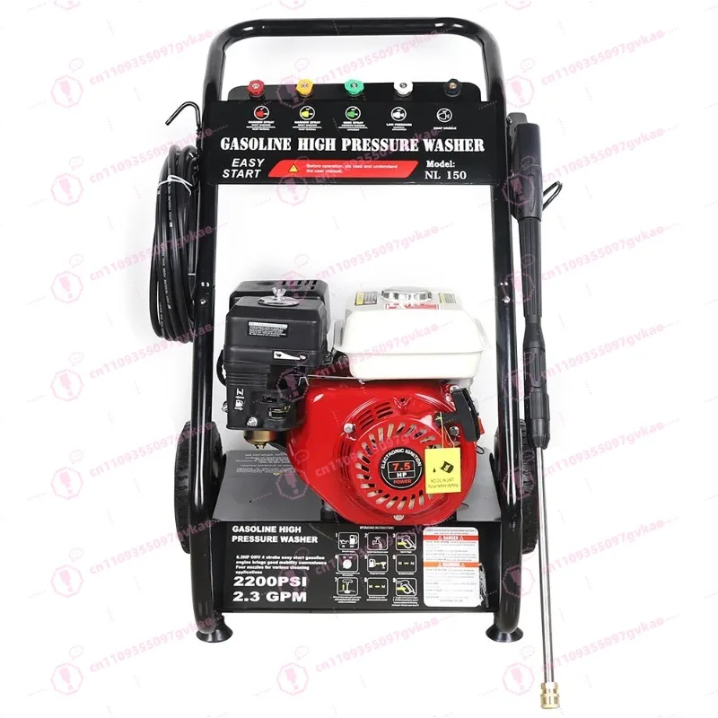 6.5HP Petrol Pressure Washer, High Pressure Jet Washer W/ 8m Hose and 5 Spray Nozzles Portable Power Washer 190 Bar 4.9KW