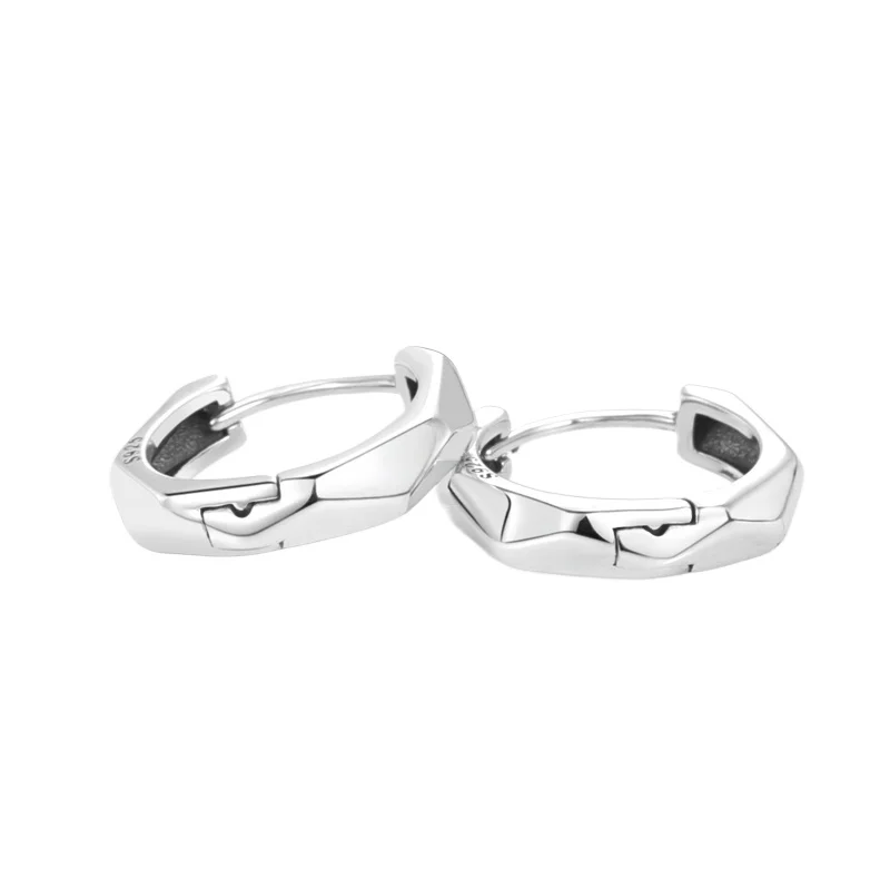 

925 silver plain ring earrings men's fashion and high-end temperament ear buckles trendy men's earrings gift