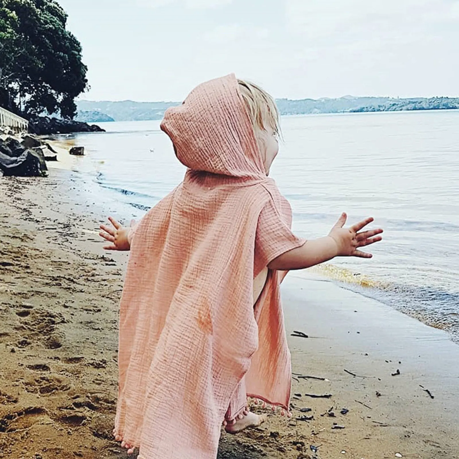 

Хлопковая накидка с капюшоном для детей, малышей, девочек и мальчиков, летняя, для плавания, пляжа, серфинга, игр в воде, быстросохнущая, дышащая