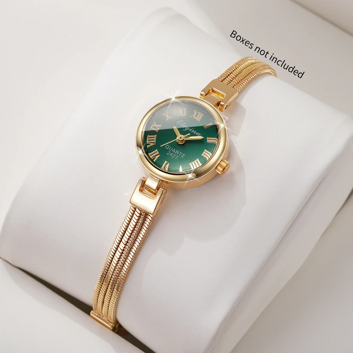 Vintage Women Quartz Watch Green Roman Dial Fashion Slim Bracelet Ladies Wristwatch Daily Gift Relogio Feminino（Without Box）