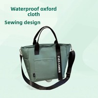 Waterproof Oxford Cloth Shoulder Bag Girls Book Tote Bag Crossbody Large Capacity Tutoring Bag Zipper Closure Internal Compartme