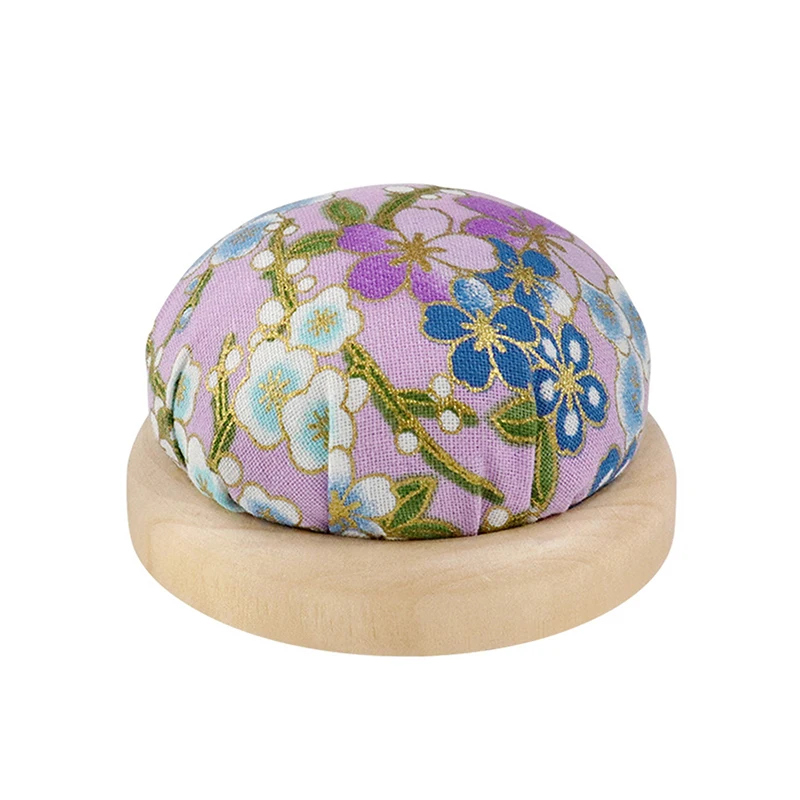 Old-Style Embroidery Pin Pad in Half Round Design, Wood Base for DIY Sewing Art Crafts