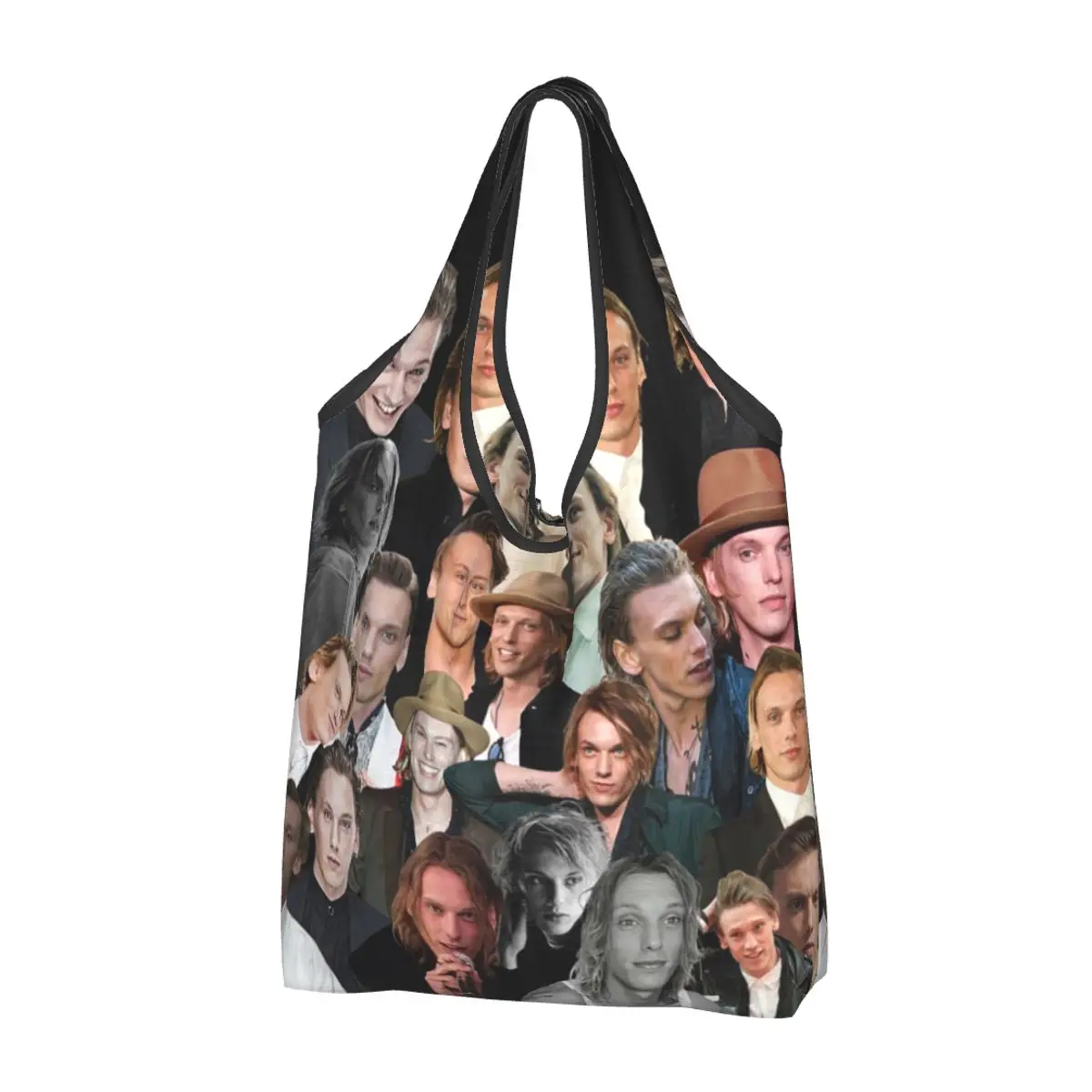 Jamie Campbell Bower Collage de fotos Bolsa de compras portátil Bolsa de compras reutilizable Bolso de compras Bolso de hombro