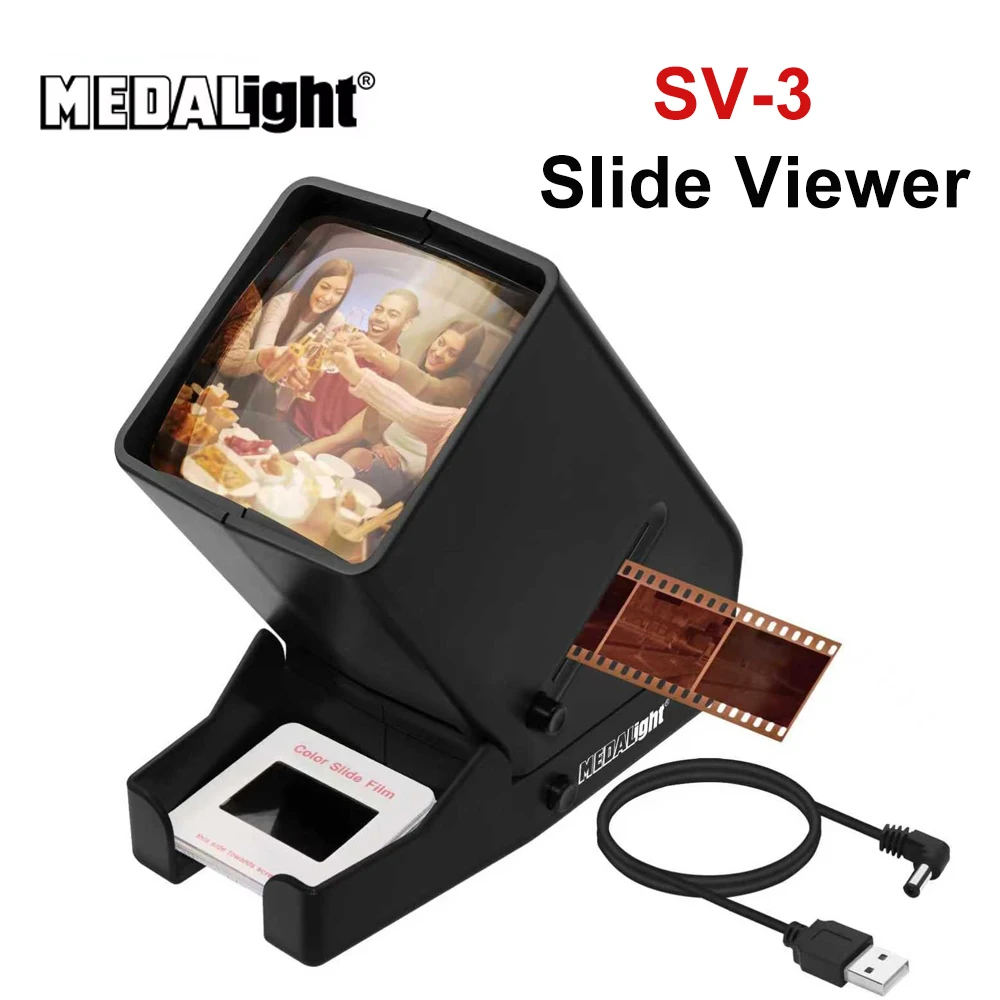 MADALIGHT Visionneuse coulissante 35 mm SV-3 pour diapositives et films négatifs 35 mm Visionneuse d'image HD universelle à grossissement 3X