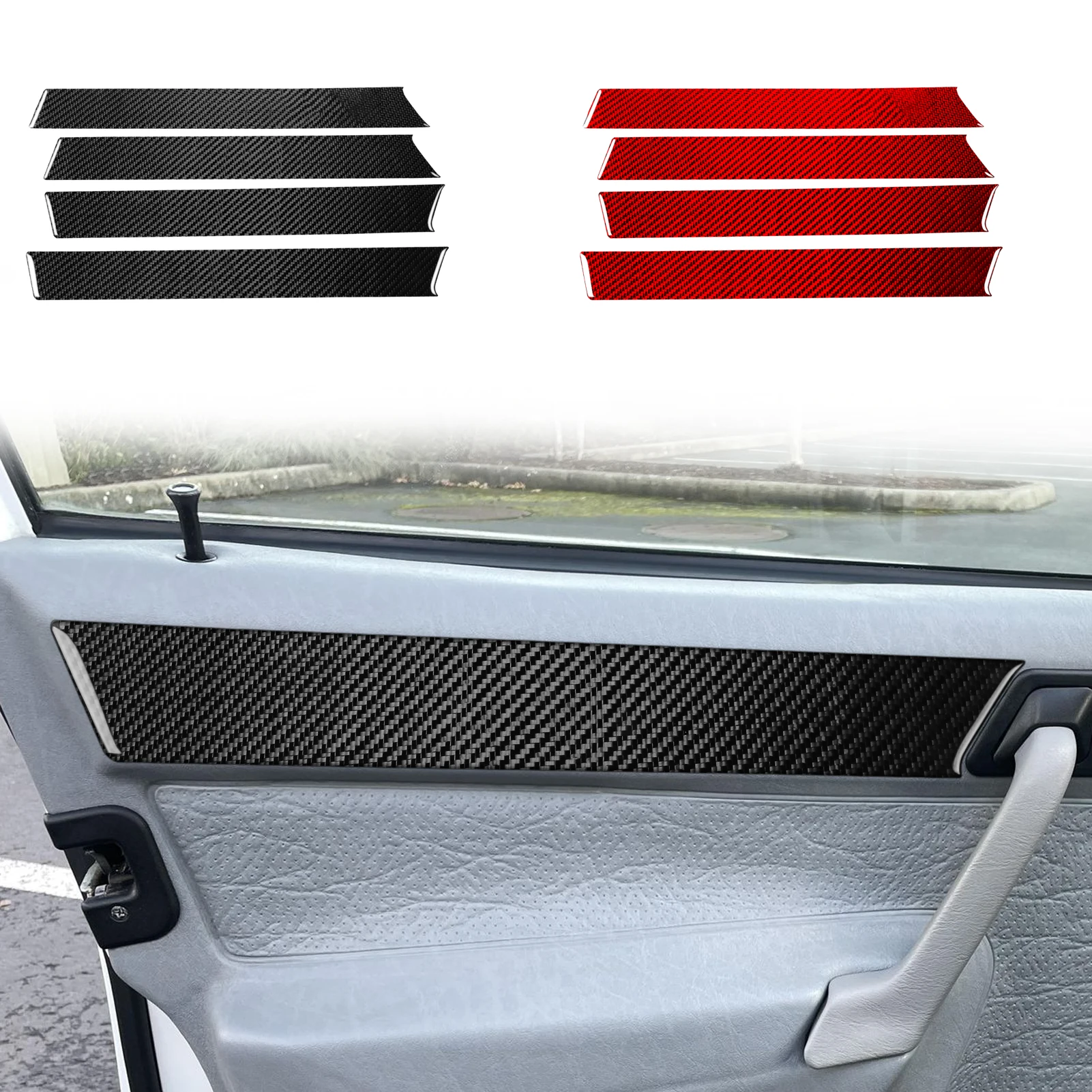 For Mercedes 190 W201 1982-1993 Carbon Fiber Door Card Panel Trim Set of 4 Sticker Interior Auto Accessories