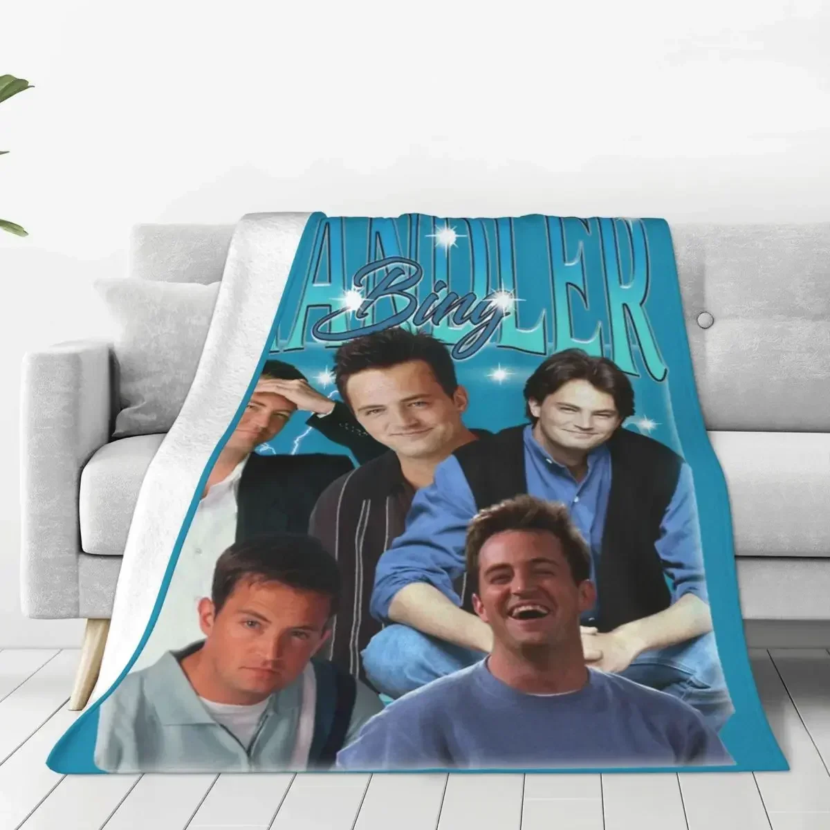 

Rest In Peace Friends Chandler Bing Matthew Perry Flannel Blanket Custom Throw Blanket for Sofa Bedding Lounge Bedspreads