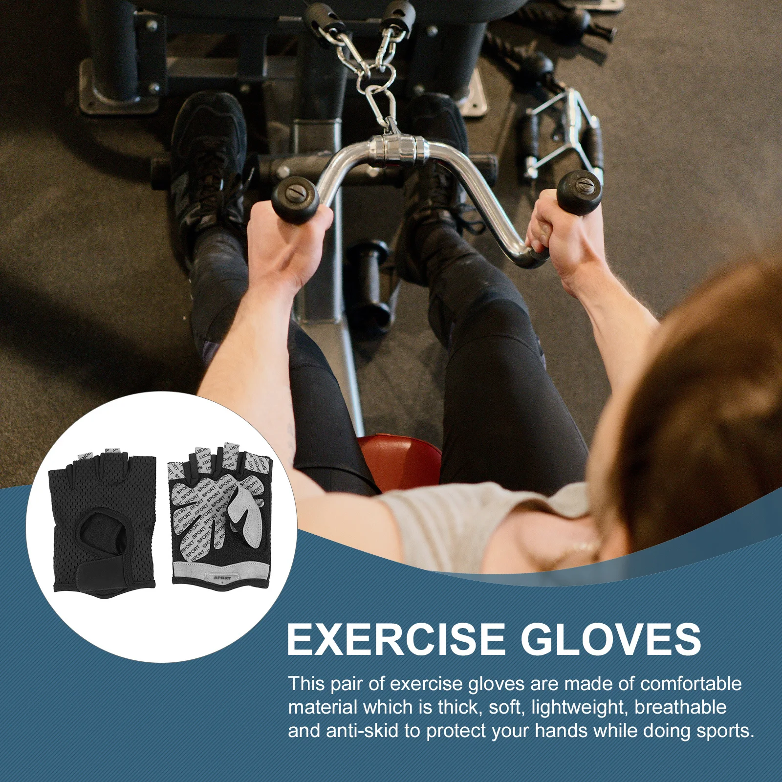 1 زوج المضادة للانزلاق نصف اصبع قفازات رياضية تنفس الدراجات الصالة الرياضية ممارسة رفع قفازات واقية لينة دائم #2