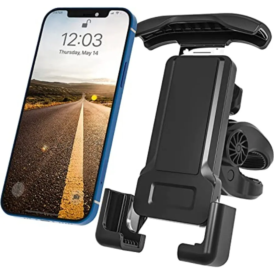 

Universal Bike Phone Holder Mount for Motorcycle Handlebar with OneHand Operation Clamp Compatible with iPhone 17 16 15 14 Pro