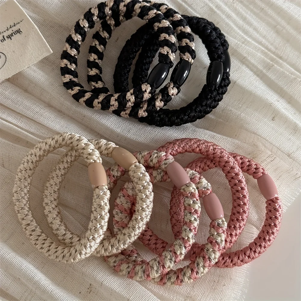 5pcs/set Hair Ties Twisted Knitted Rubber Bands Basic Elastic Hair Band Durable Ponytail Holder Women Hair Accessories