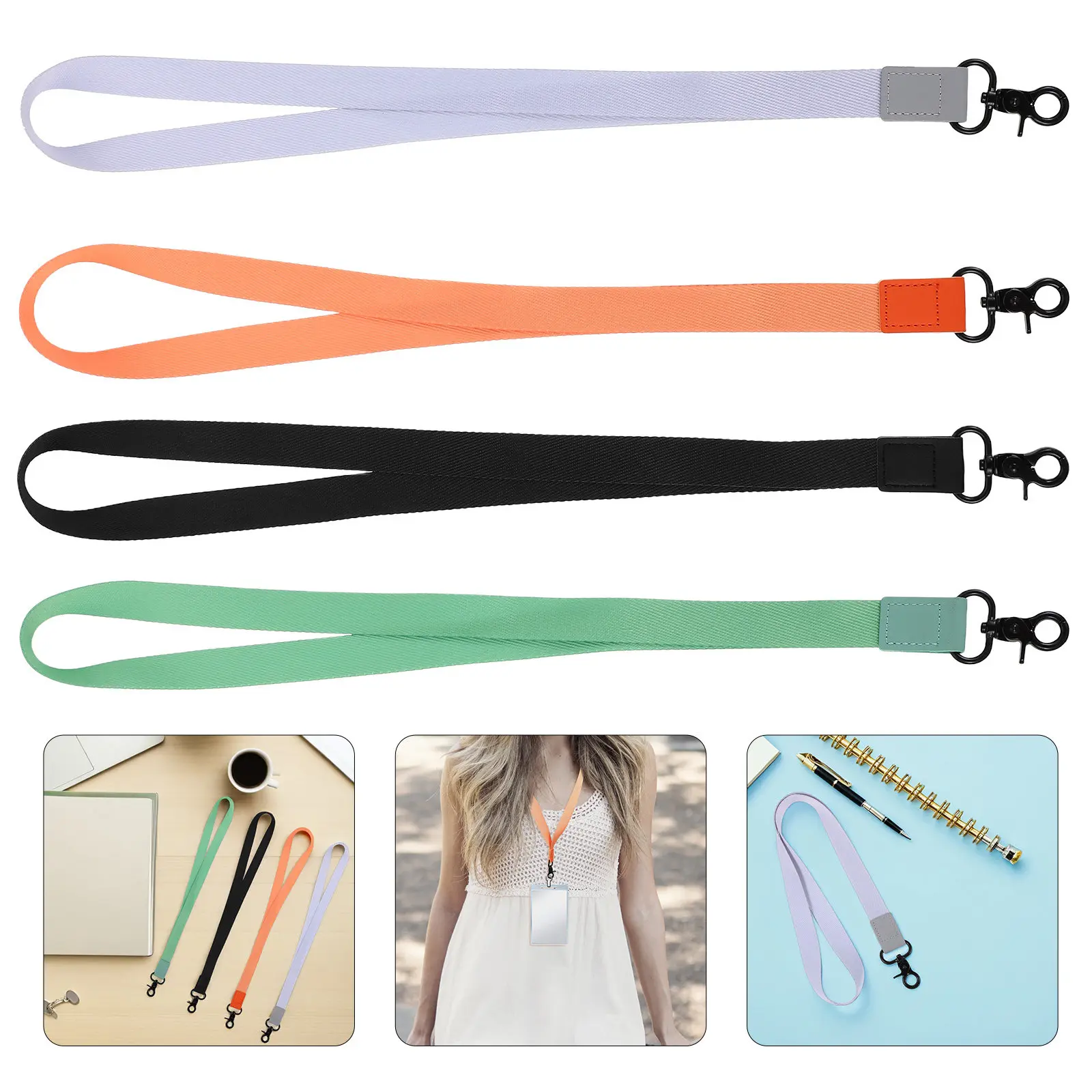 4Pcs Id Badge Lanyards Clip Multi-Purpose Badge Holder Strap Keychain Neck Lanyard for Keys Car Cards Id Holder