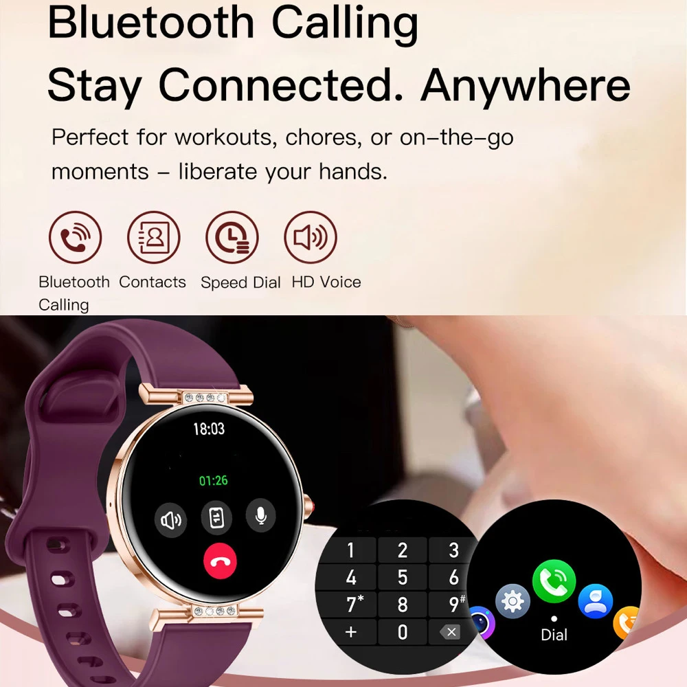 Smartwatch Lady Amoled Screen 6.2mm Ultra-thin All Metal Case BT Call Smart Watch Information Push Women's Health Monitor Sports