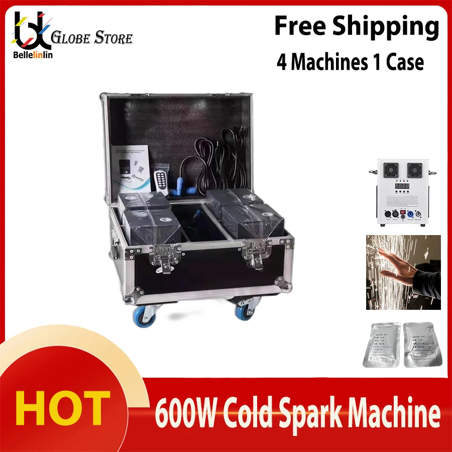 

No Tax 4Pcs 600W Cold Sparks Machine Flight Case optional Sparkler Wedding Fireworks Cold Spark Machine Indoor Outdoor Fireworks