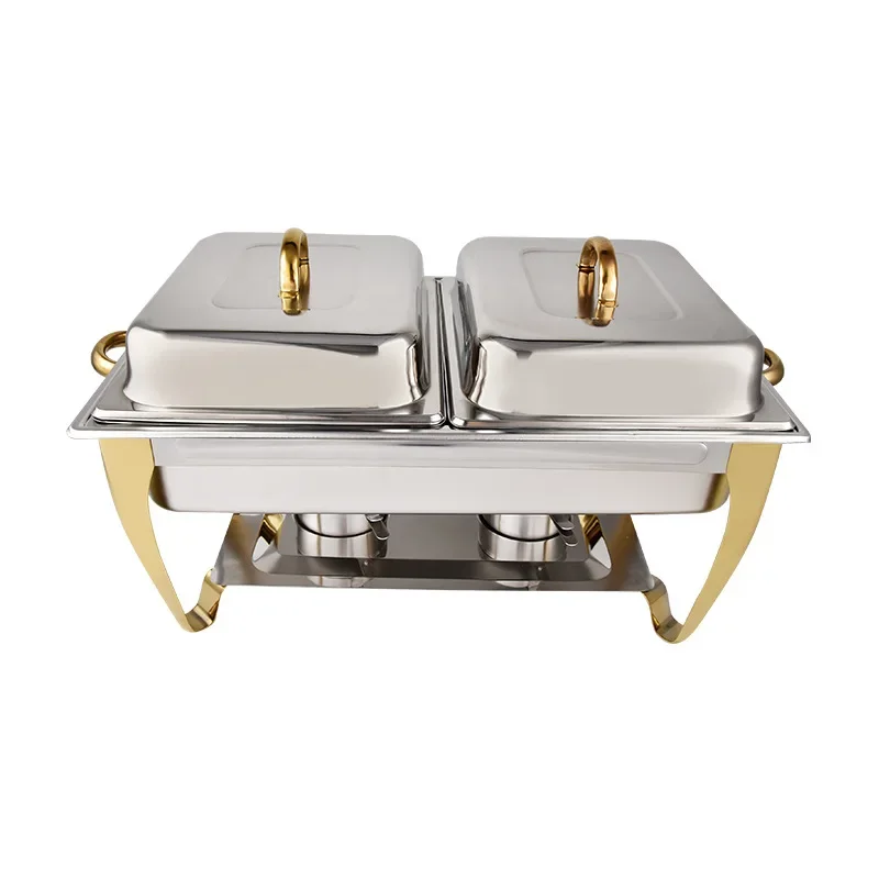

Stainless steel grid rectangular buffet stove hotel restaurant breakfast with cover insulation stove alcohol heating buffet stov