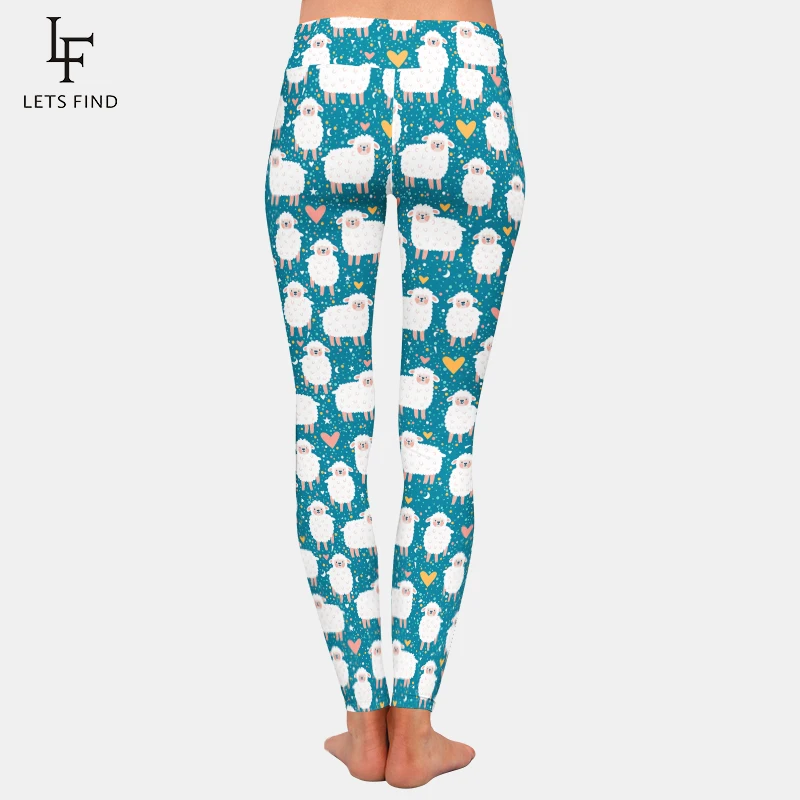 LETSFIND-Leggings con estampado Digital de ovejas para mujer, Leggings elásticos de cintura alta para Fitness, novedad, 3D