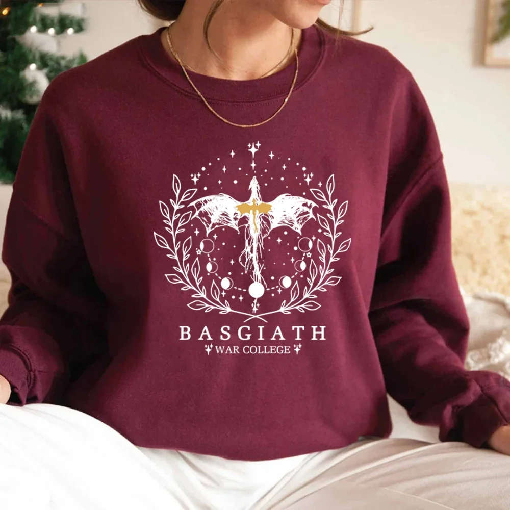 Fourth Wing Sweatshirt Basgiath War College Sweatshirt Women Crewneck Sweatshirts Fantasy Reader Shirt Bookish Gift Pullovers