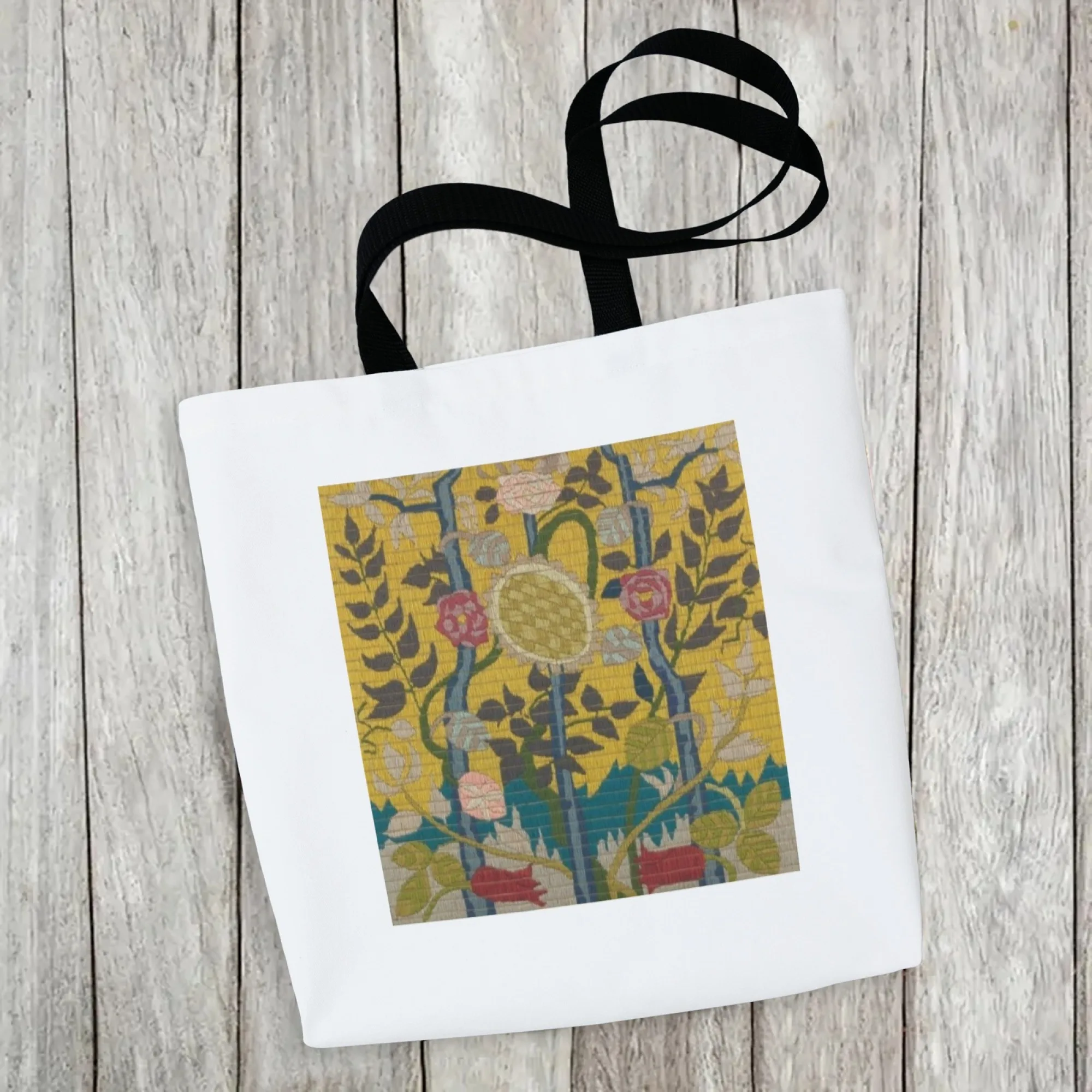 Vintage Art Style Tote Bag Floral & Plant Design Shoulder Bag for Women Large Reusable for Art Lovers Visits & Daily Commute