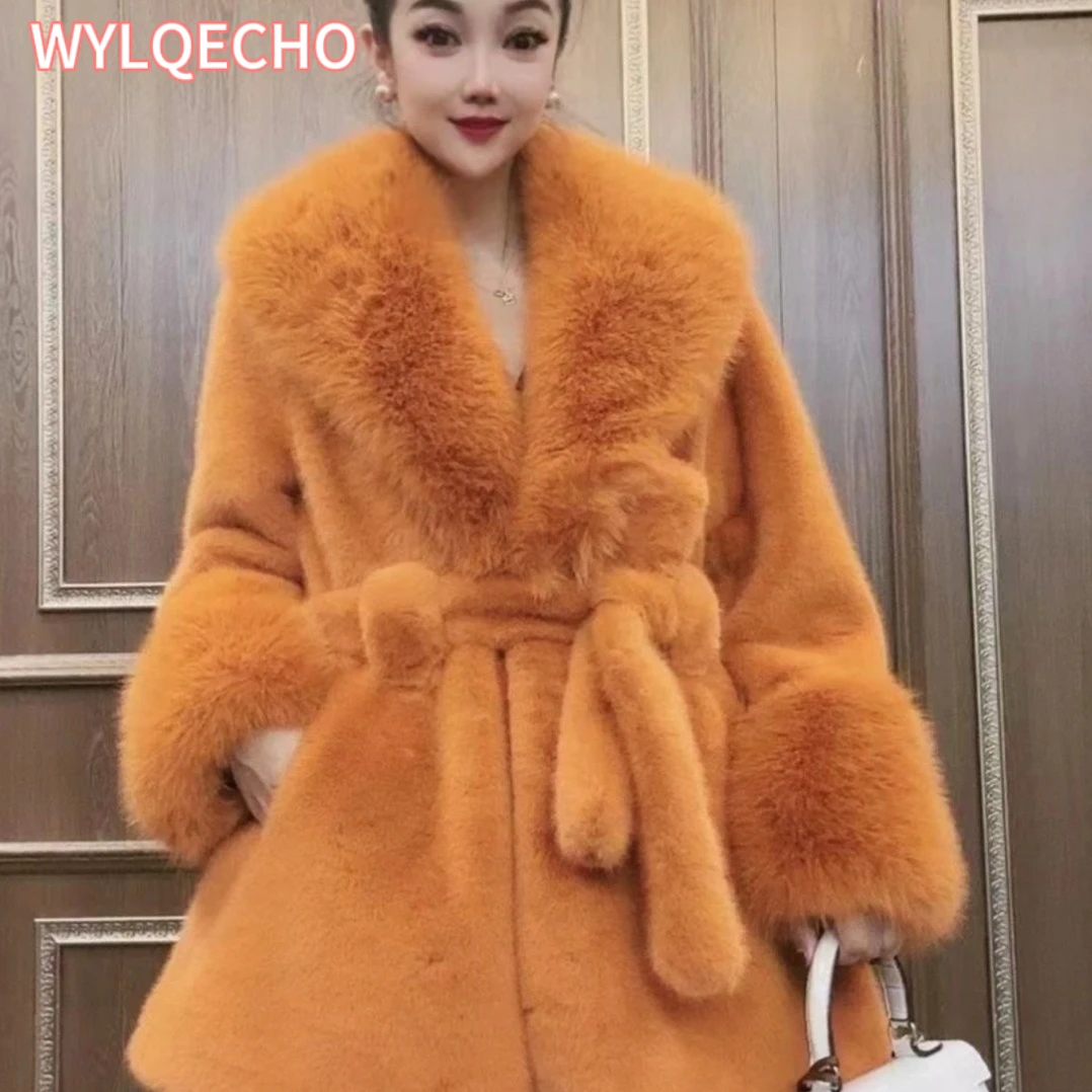 Vintage Thick Fashion Warm Coat Fur Coat Women\'s 2023 Winter New Korean Fashion Imitation Fox Fur Padded Coat Street Outwears