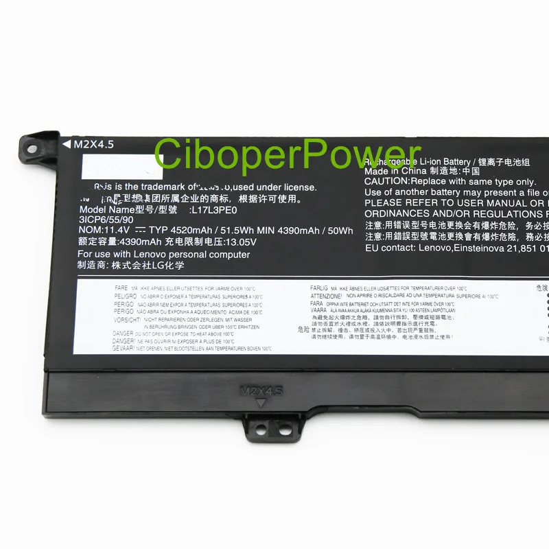 Оригинальный ноутбук для 11,4 V 4520mAh 51.5Wh аккумулятор L17L3PE0 3ICP6/55/90 ноутбук