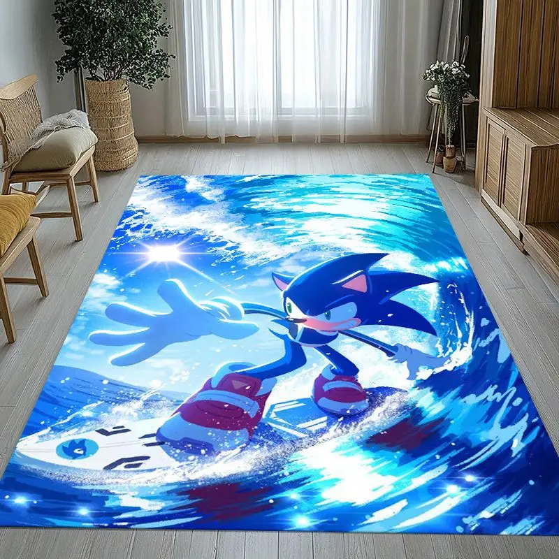 Cartoon S-Sonic Rings K-Knuckles Game Soft Non-Slip Area Rug for Living Room,Bedroom Playroom Carpet Mat for Sofa,Home Decor