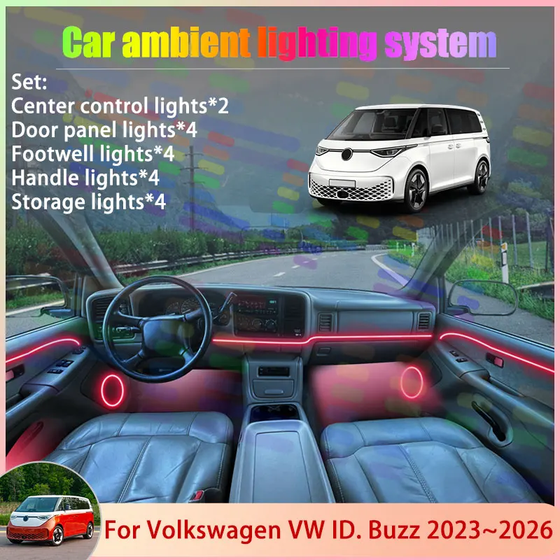 

Для Volkswagen VW ID. Автомобильный атмосферный светильник RGB 2023~2026 2/24 в 1, комплект для создания атмосферы, автозапчасти