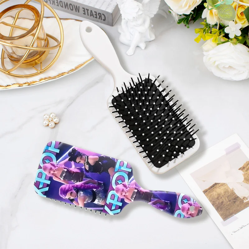 Air Cushion Comb for Women, Home Use Long Hair Volumizing Styling Comb, Anti-Tangle Anti-Static Massage Comb for Students, High Aesthetic K-Pop Printed Air Cushion Comb Gift